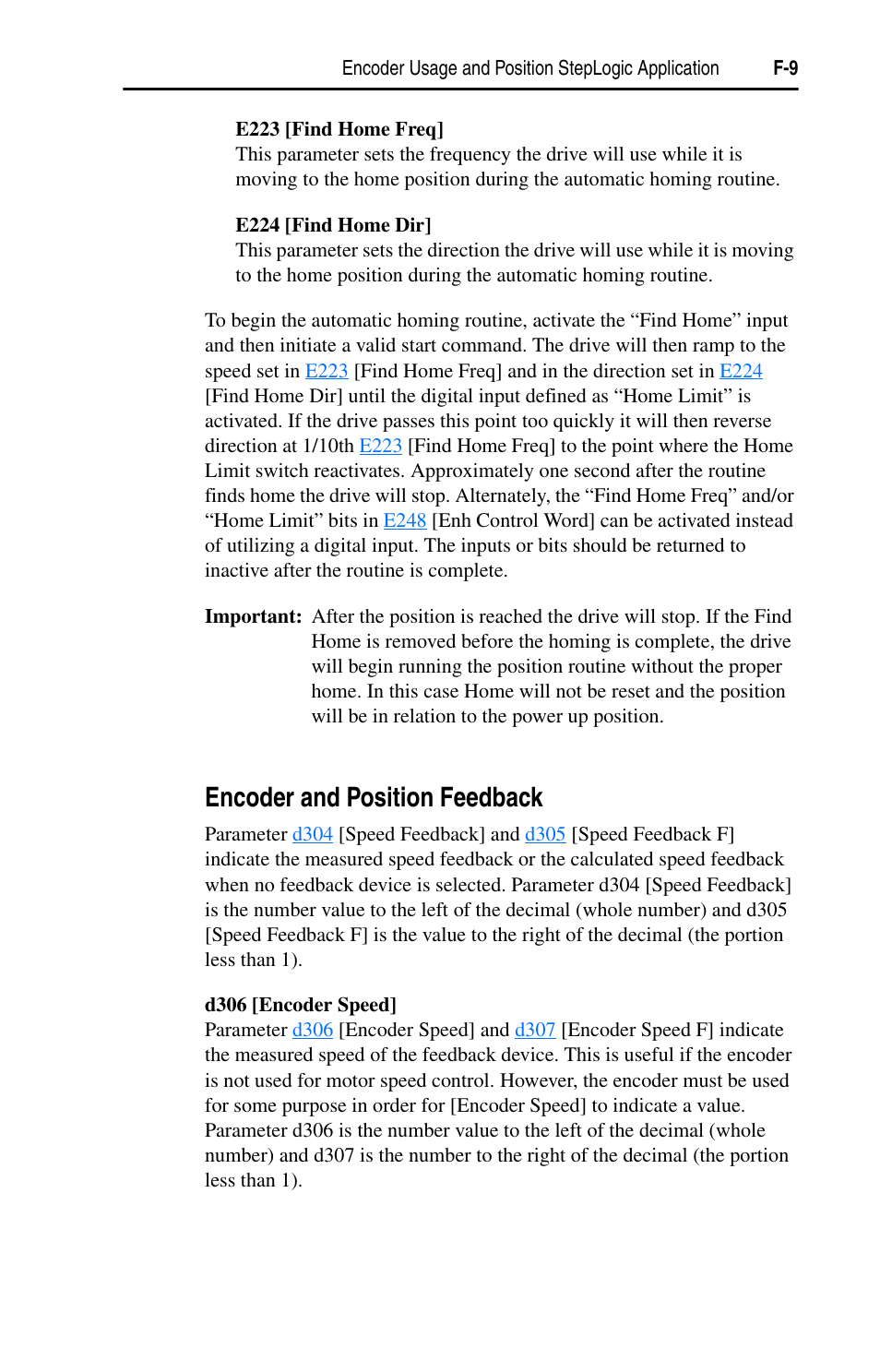 Encoder and position feedback, Encoder and position feedback. . . . . . . . . f-9 | Rockwell Automation 22D PowerFlex 40P User Manual, FRN 3 User Manual | Page 177 / 200