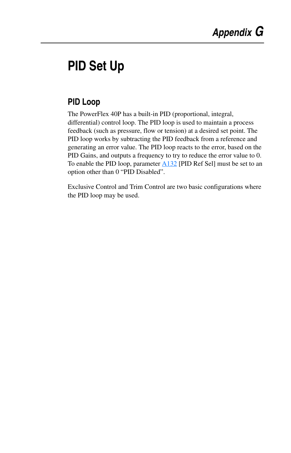 Appendix g, Pid set up, Pid loop | Gpid set up, Appendix | Rockwell Automation 22D PowerFlex 40P User Manual, FRN 3 User Manual | Page 181 / 200