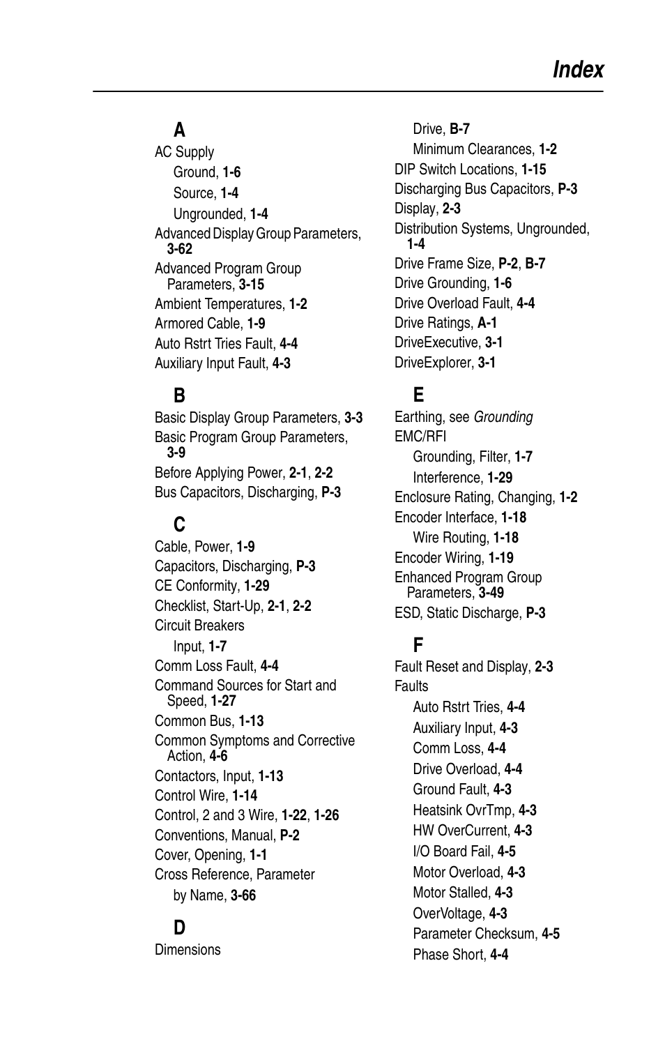 Index | Rockwell Automation 22D PowerFlex 40P User Manual, FRN 3 User Manual | Page 195 / 200