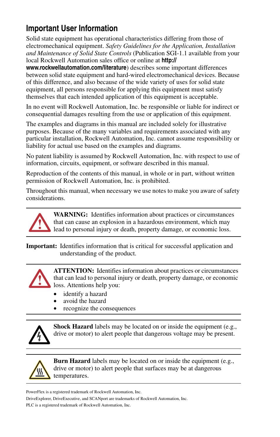 Important user information | Rockwell Automation 22D PowerFlex 40P User Manual, FRN 3 User Manual | Page 2 / 200