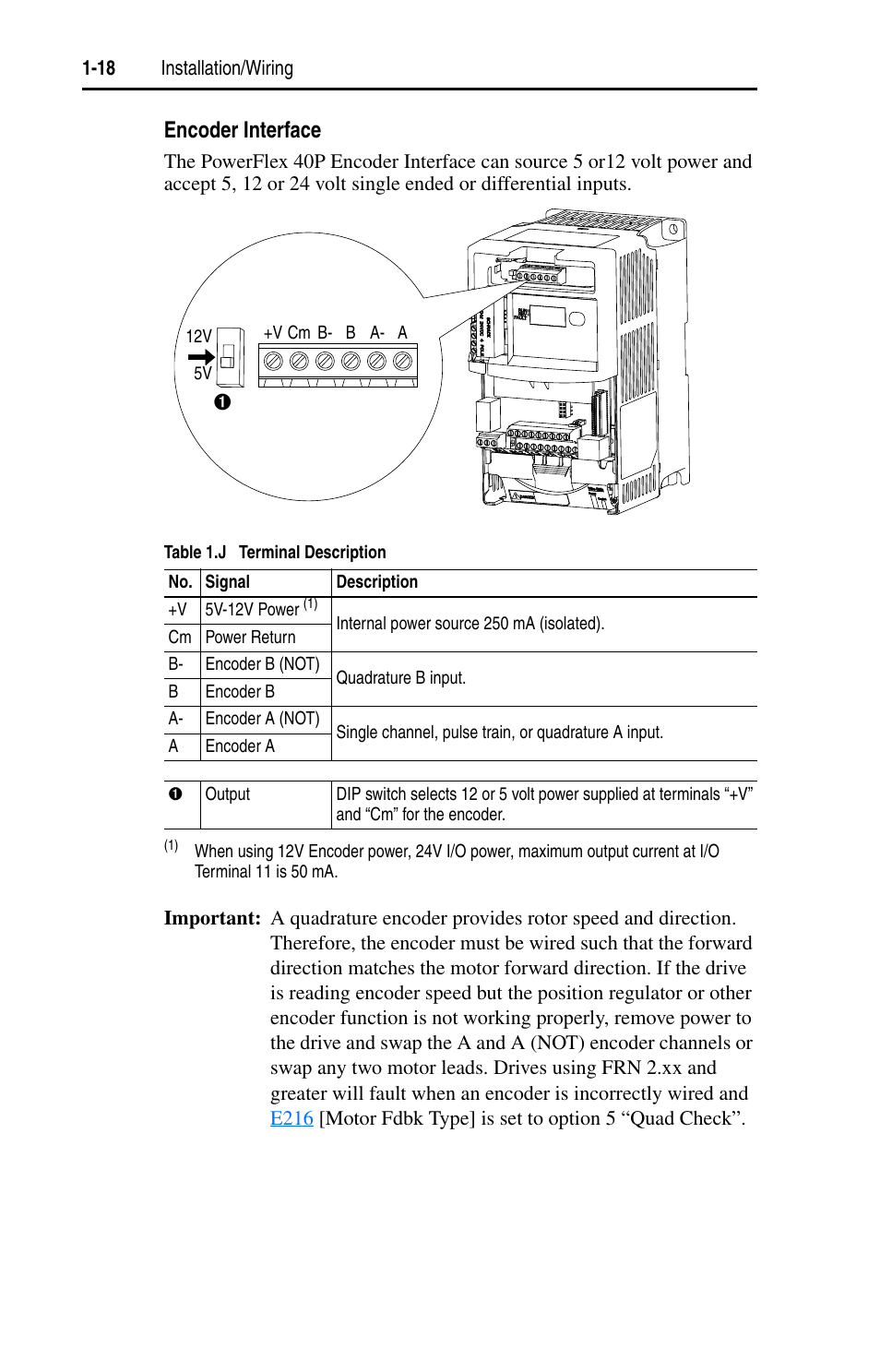 Encoder interface | Rockwell Automation 22D PowerFlex 40P User Manual, FRN 3 User Manual | Page 28 / 200