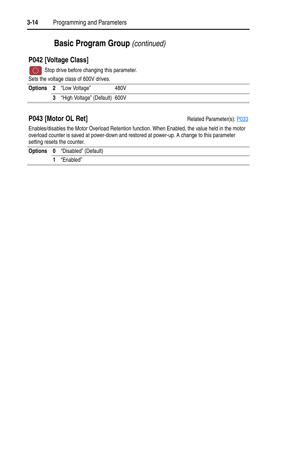 Basic program group, Continued) | Rockwell Automation 22D PowerFlex 40P User Manual, FRN 3 User Manual | Page 60 / 200