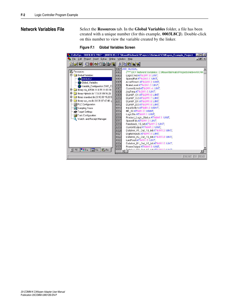 Network variables file | Rockwell Automation 20-COMM-K CANopen Adapter User Manual | Page 102 / 124