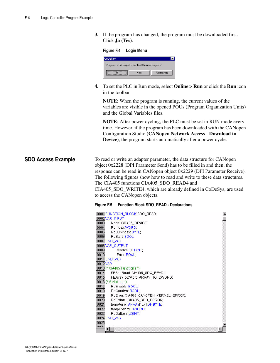 Sdo access example | Rockwell Automation 20-COMM-K CANopen Adapter User Manual | Page 104 / 124