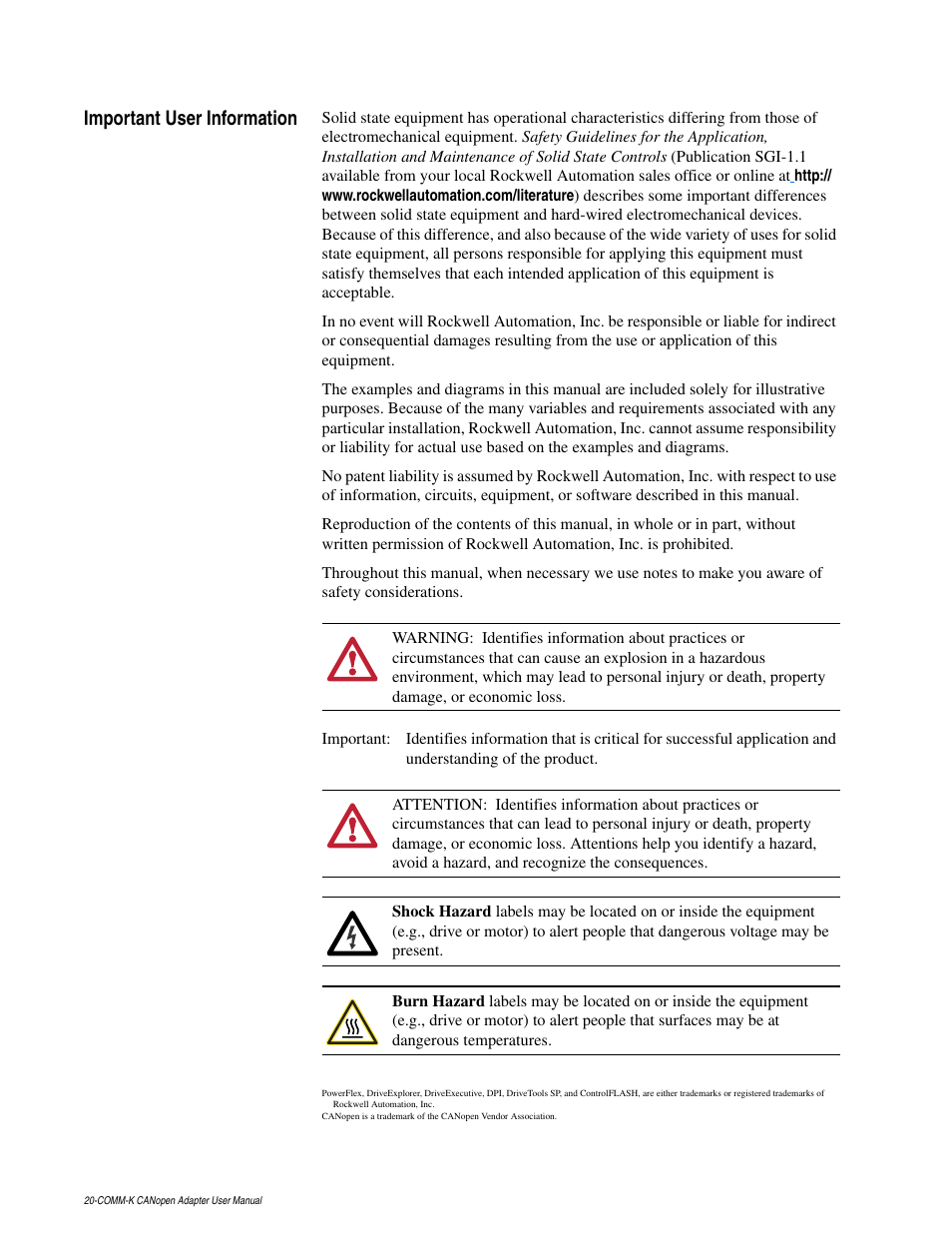 Rockwell Automation 20-COMM-K CANopen Adapter User Manual | Page 2 / 124
