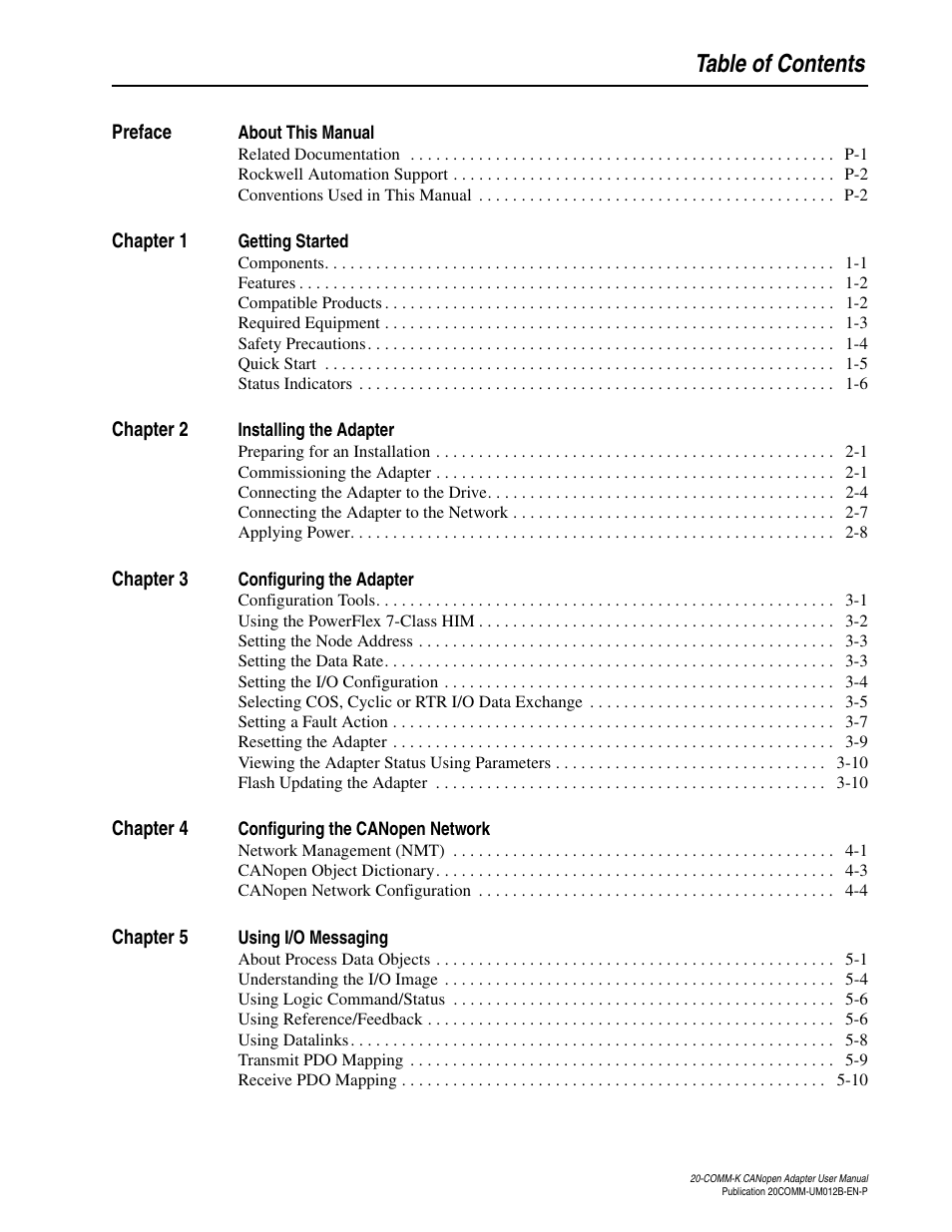 Rockwell Automation 20-COMM-K CANopen Adapter User Manual | Page 5 / 124
