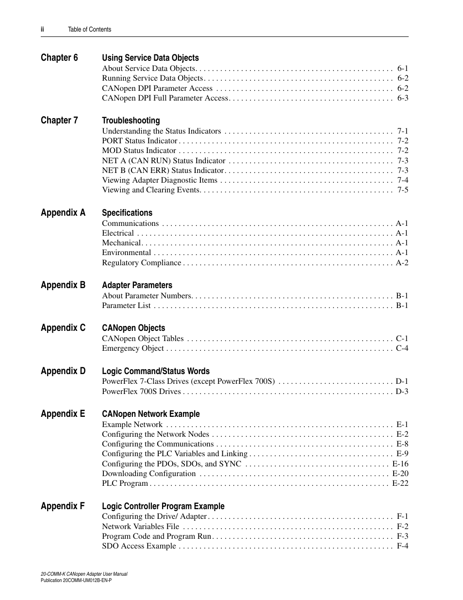 Rockwell Automation 20-COMM-K CANopen Adapter User Manual | Page 6 / 124