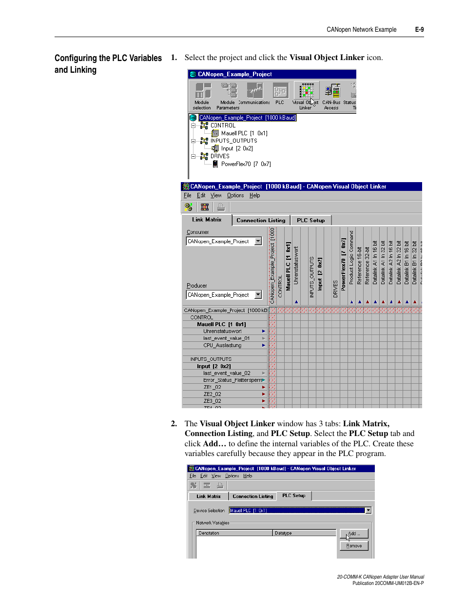 Configuring the plc variables and linking | Rockwell Automation 20-COMM-K CANopen Adapter User Manual | Page 85 / 124