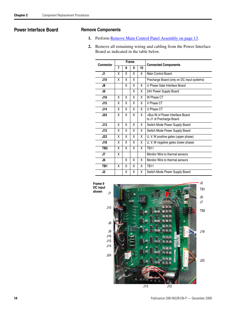 Power interface board, Remove components | Rockwell Automation PF700 Power Interface Board and SMPS Board Replacement - Frames 7, 8, 9, 10 User Manual | Page 14 / 20