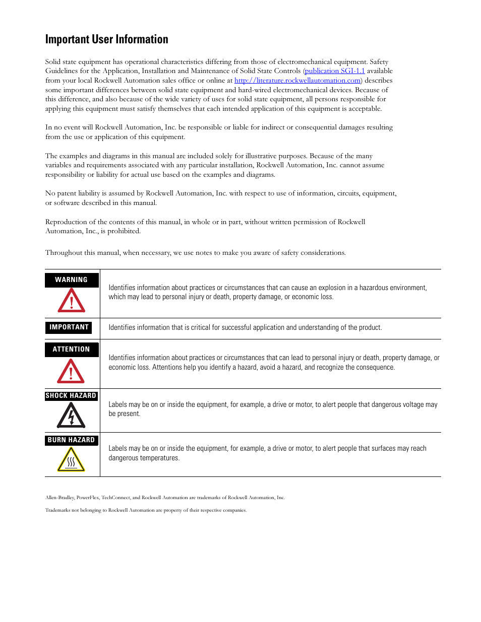 Important user information | Rockwell Automation PF700 Power Interface Board and SMPS Board Replacement - Frames 7, 8, 9, 10 User Manual | Page 2 / 20