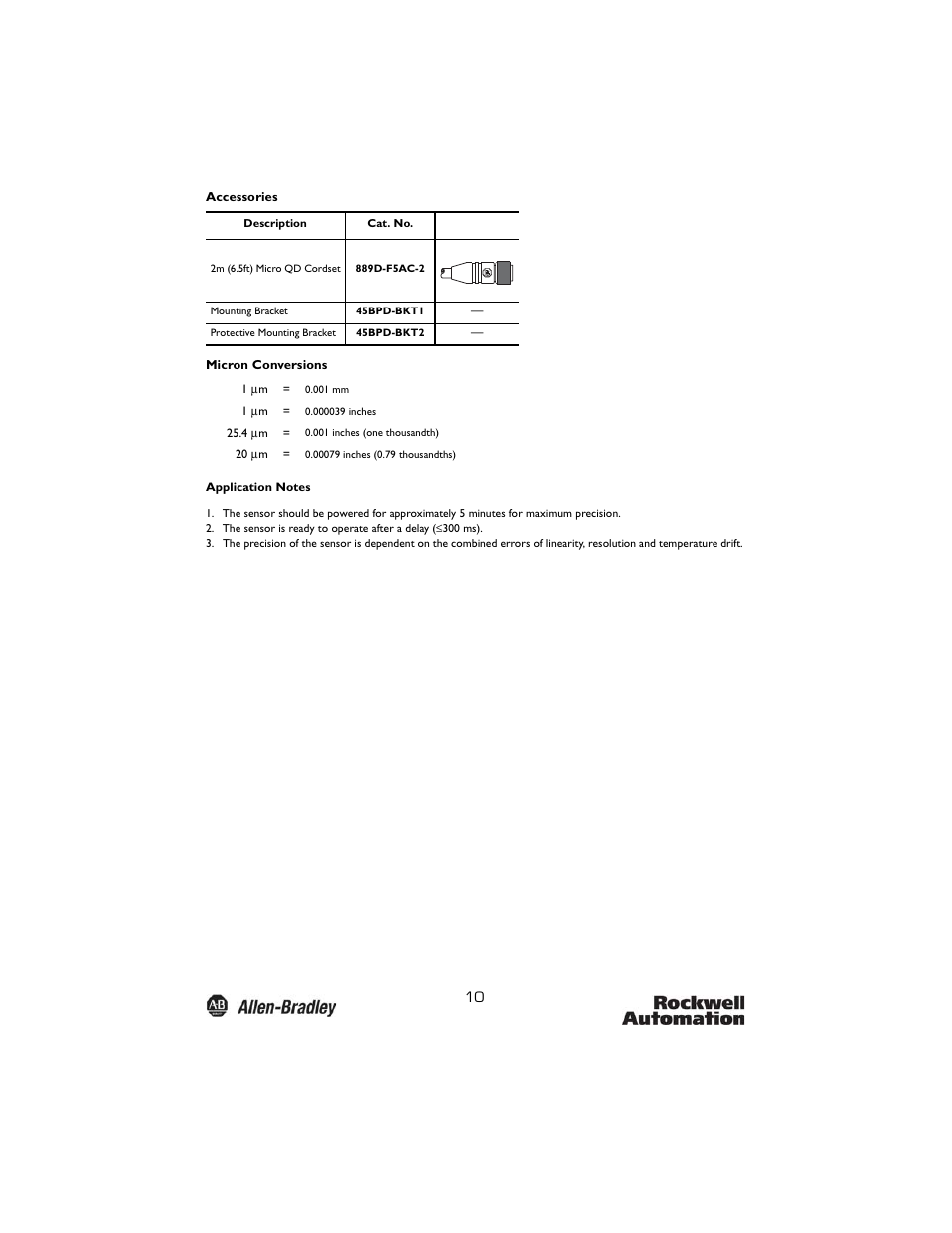 Rockwell Automation 45BPD Analog Laser Sensor User Manual | Page 10 / 12