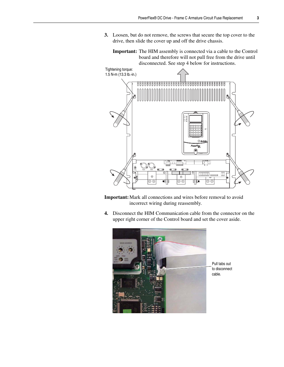 Rockwell Automation 20P PowerFlex DC Drive - Frame C Armature Circuit Fuse Replacement User Manual | Page 3 / 8