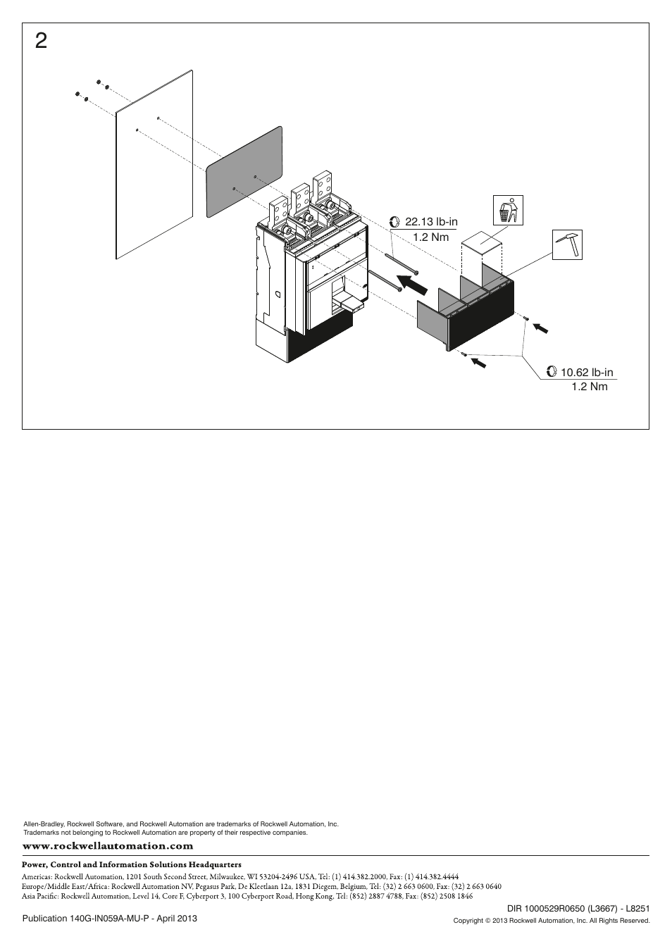 Rockwell Automation 140G-M-EAM1A Early Marking Aux Cont for Rotary Handle Oper. Mech. - 140G-M User Manual | Page 2 / 2