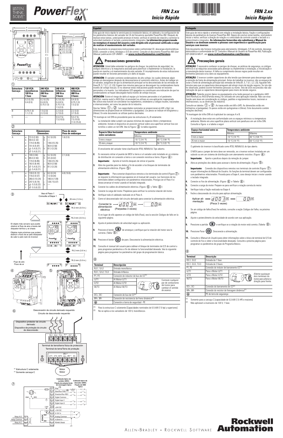 Frn 2.xx início rápido frn 2.xx inicio rápido | Rockwell Automation 22F PowerFlex 4M Quick Start FRN 2.xx User Manual | Page 3 / 10