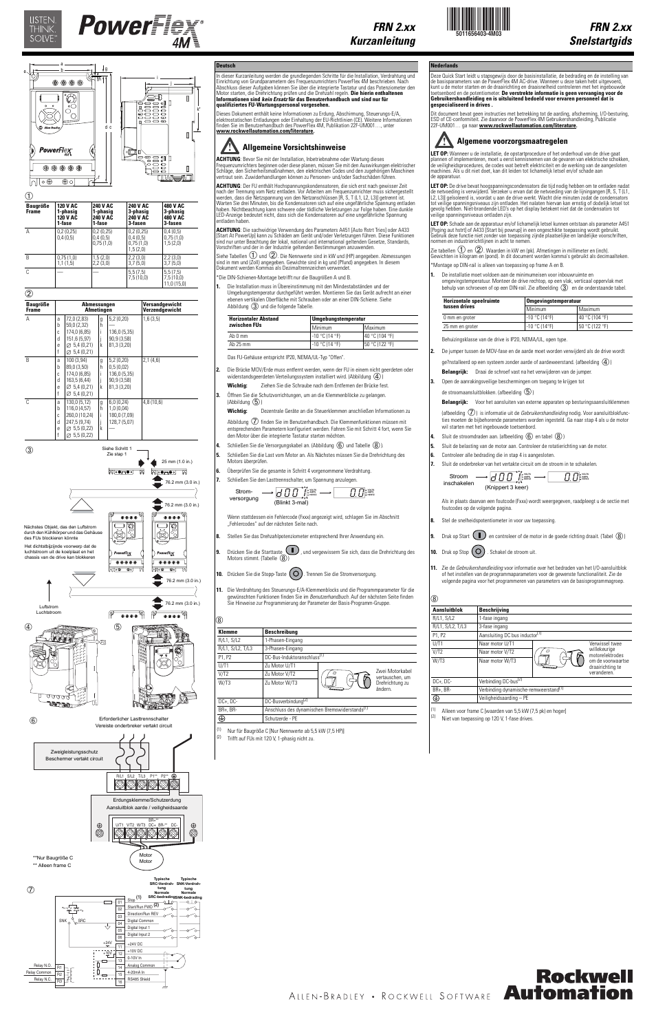 Frn 2.xx snelstartgids frn 2.xx kurzanleitung | Rockwell Automation 22F PowerFlex 4M Quick Start FRN 2.xx User Manual | Page 7 / 10