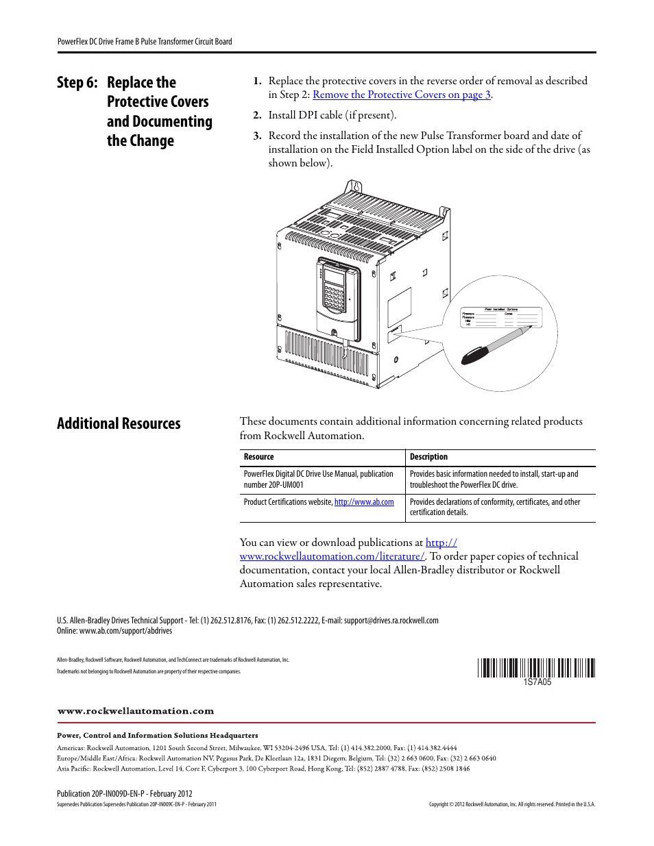 Additional resources | Rockwell Automation 20P PowerFlex DC Drive - Frame B Pulse Transformer Circuit Board User Manual | Page 18 / 18