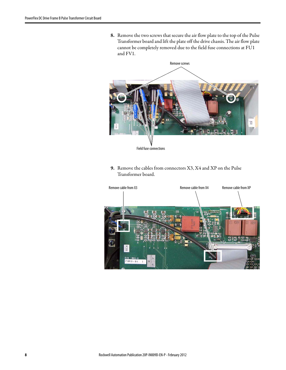 Rockwell Automation 20P PowerFlex DC Drive - Frame B Pulse Transformer Circuit Board User Manual | Page 8 / 18