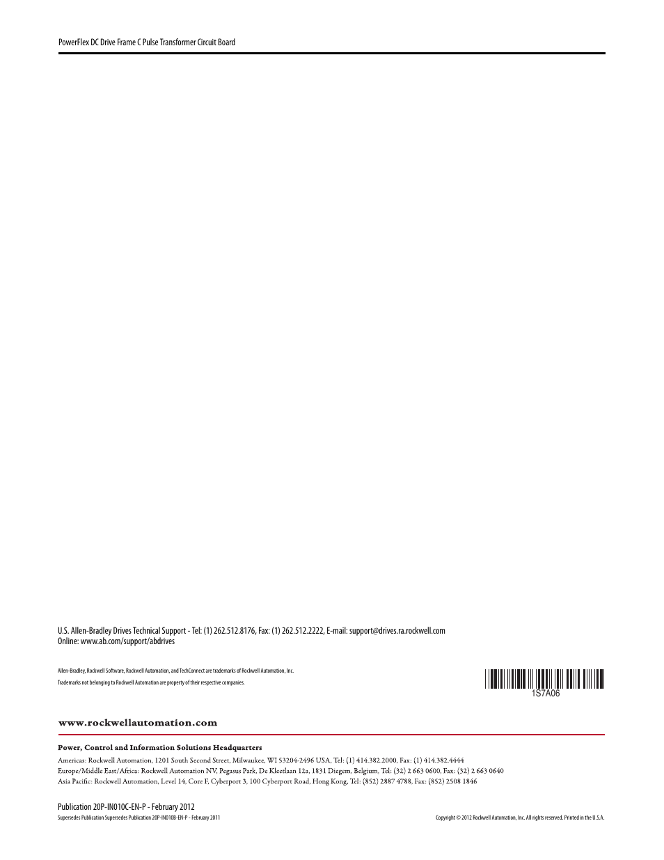 Rockwell Automation 20P PowerFlex DC Drive - Frame C Pulse Transformer Circuit Board User Manual | Page 16 / 16