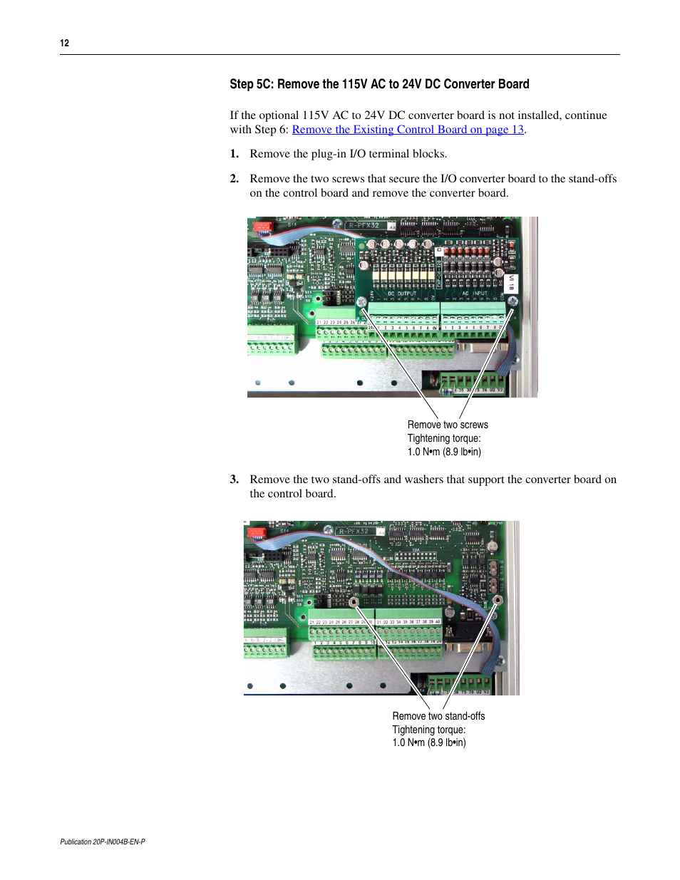 Rockwell Automation 20P, 23P PowerFlex DC Drive and SAR Control Circuit Board Installation Instructions User Manual | Page 12 / 18