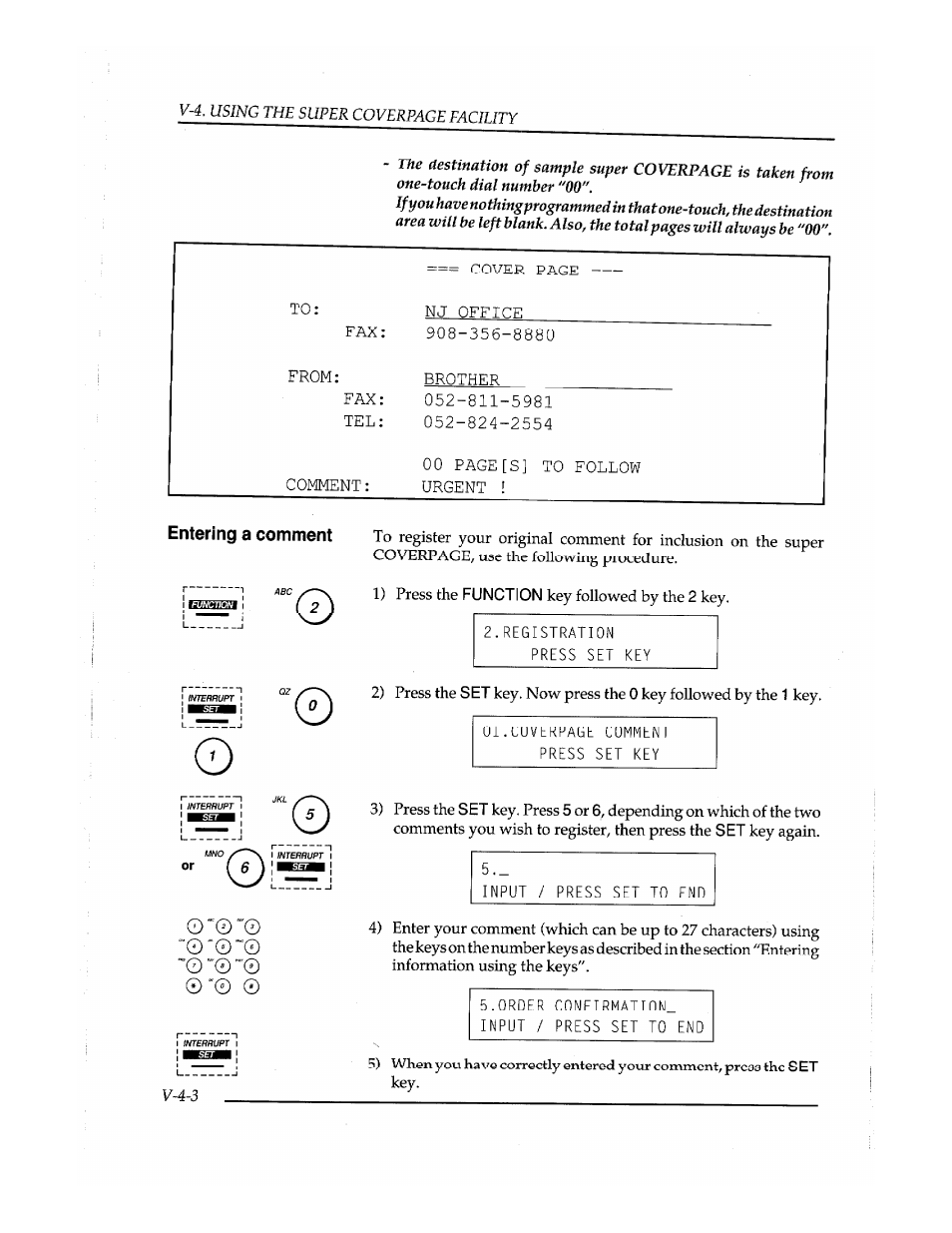 Entering a comment | Brother Fax-410M User Manual | Page 100 / 164