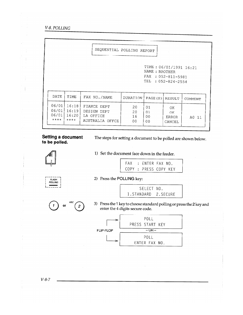 Setting a document to be polled | Brother Fax-410M User Manual | Page 116 / 164