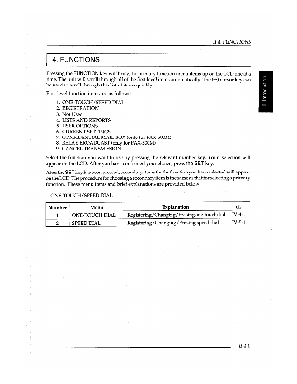 Functions | Brother Fax-410M User Manual | Page 35 / 164