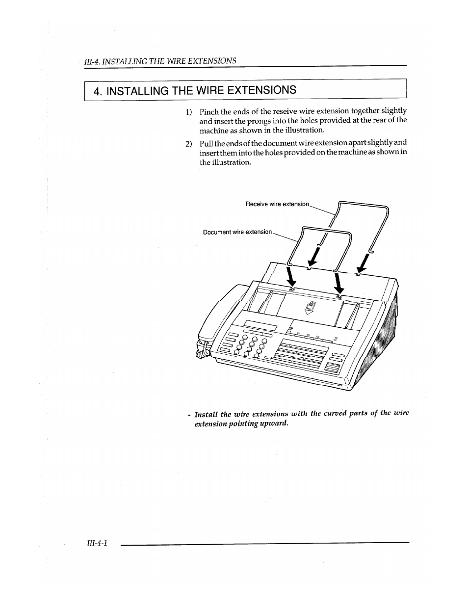 Installing the wire extensions | Brother Fax-410M User Manual | Page 44 / 164