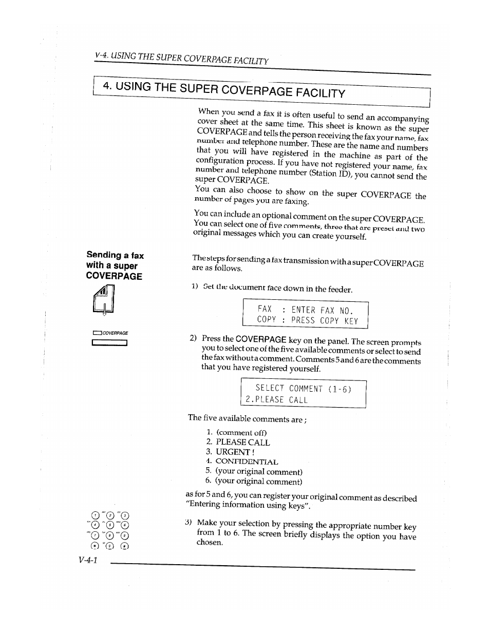 Using the super coverpage facility, Sending a fax with a super coverpage | Brother Fax-410M User Manual | Page 98 / 164