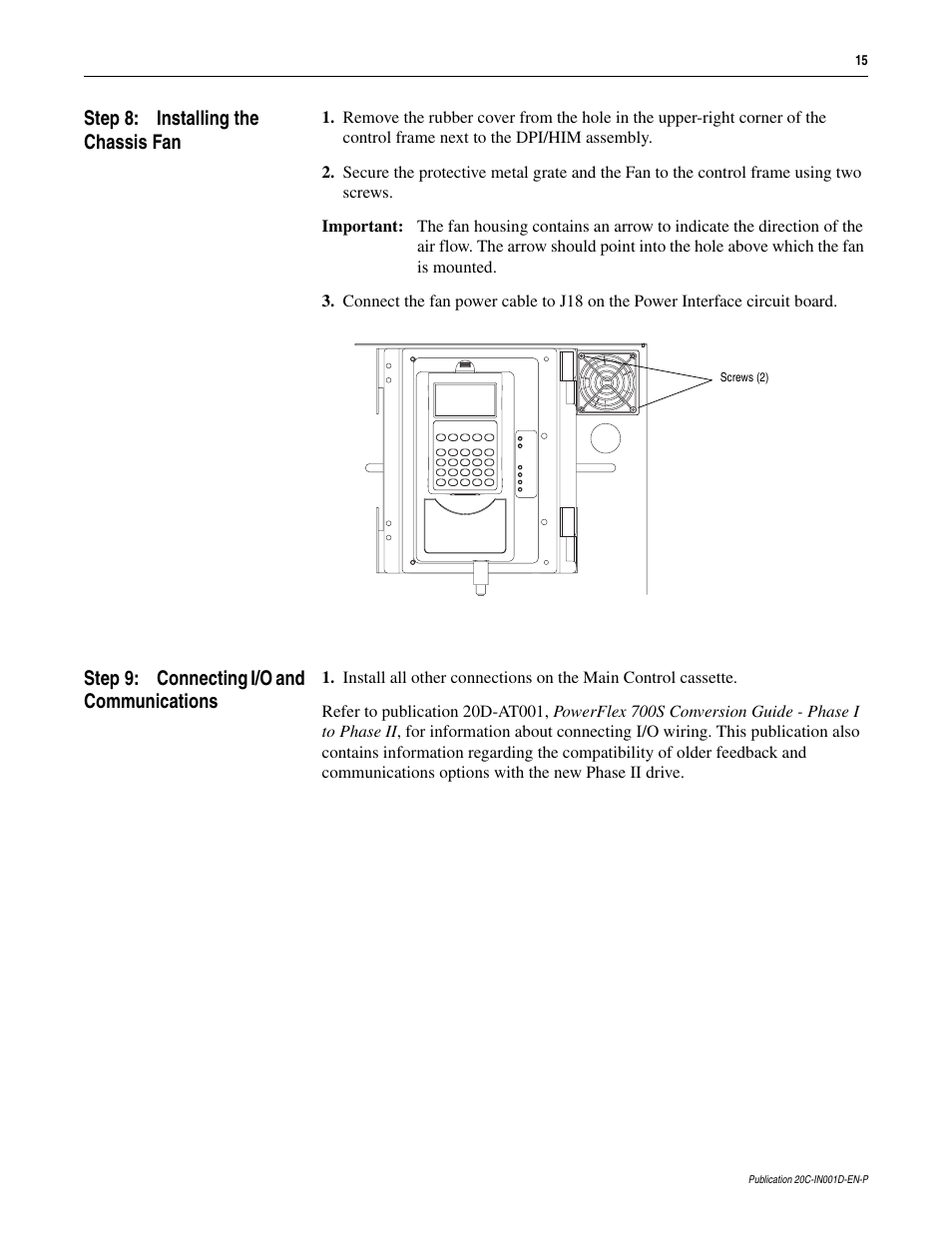 Rockwell Automation 20D PowerFlex 700H to 700S Phase II Control Conversion (Frames 9...14) User Manual | Page 15 / 42