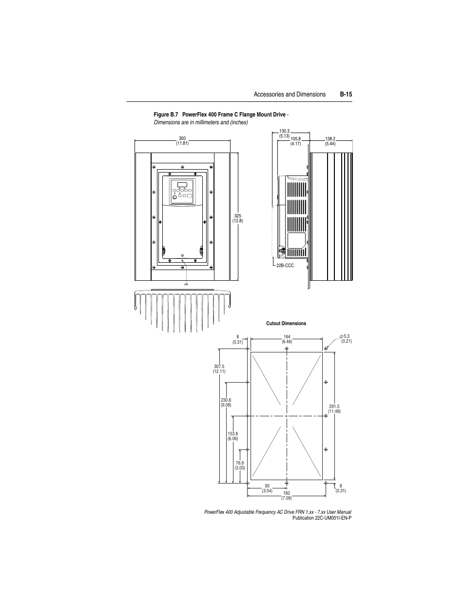 Accessories and dimensions b-15 | Rockwell Automation 22C PowerFlex 400 AC Drive FRN 1.xx - 7.xx User Manual | Page 165 / 218