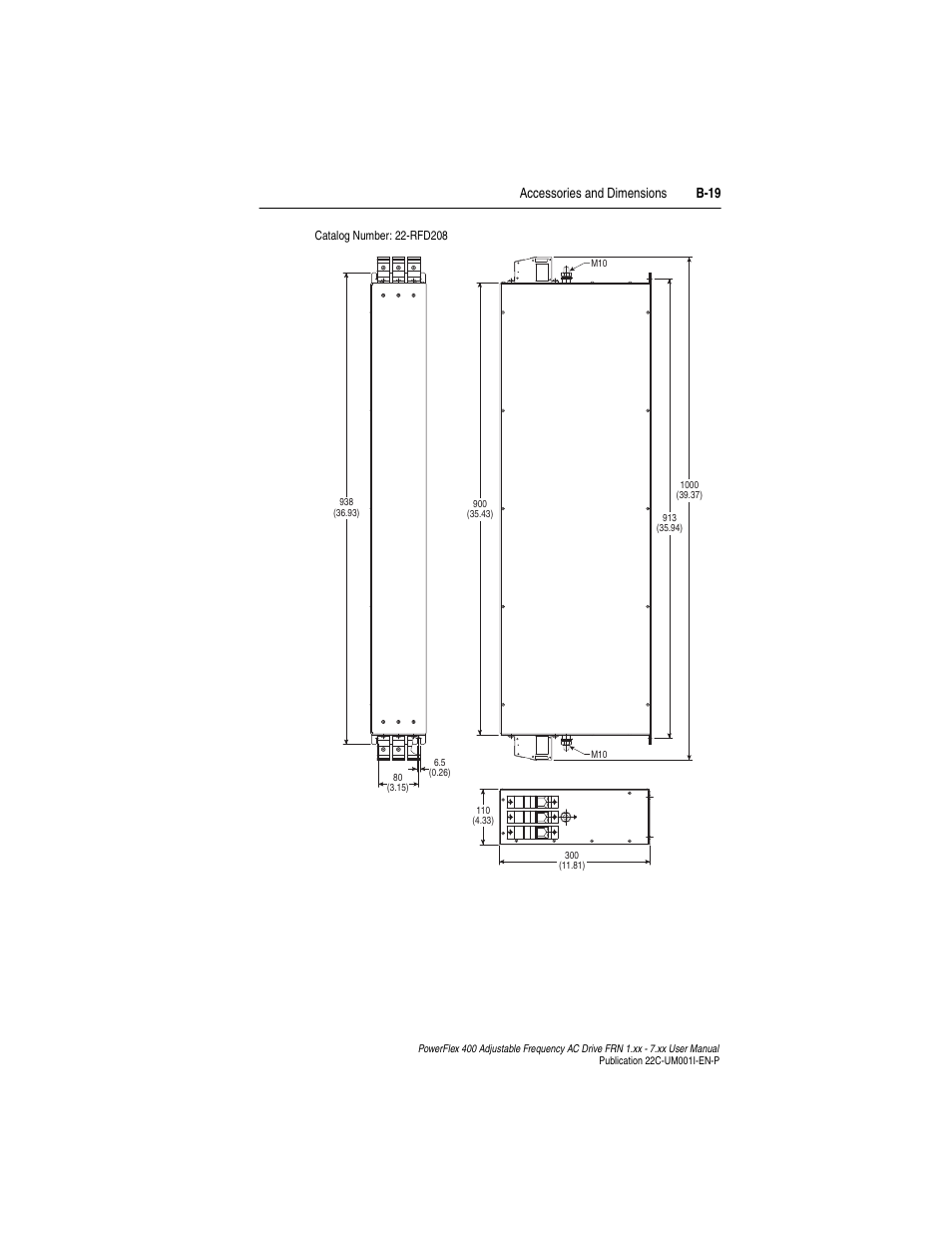 B-19, Accessories and dimensions b-19 | Rockwell Automation 22C PowerFlex 400 AC Drive FRN 1.xx - 7.xx User Manual | Page 169 / 218