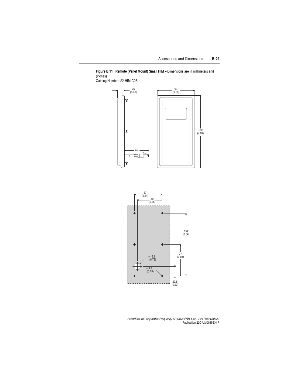 Accessories and dimensions b-21 | Rockwell Automation 22C PowerFlex 400 AC Drive FRN 1.xx - 7.xx User Manual | Page 171 / 218