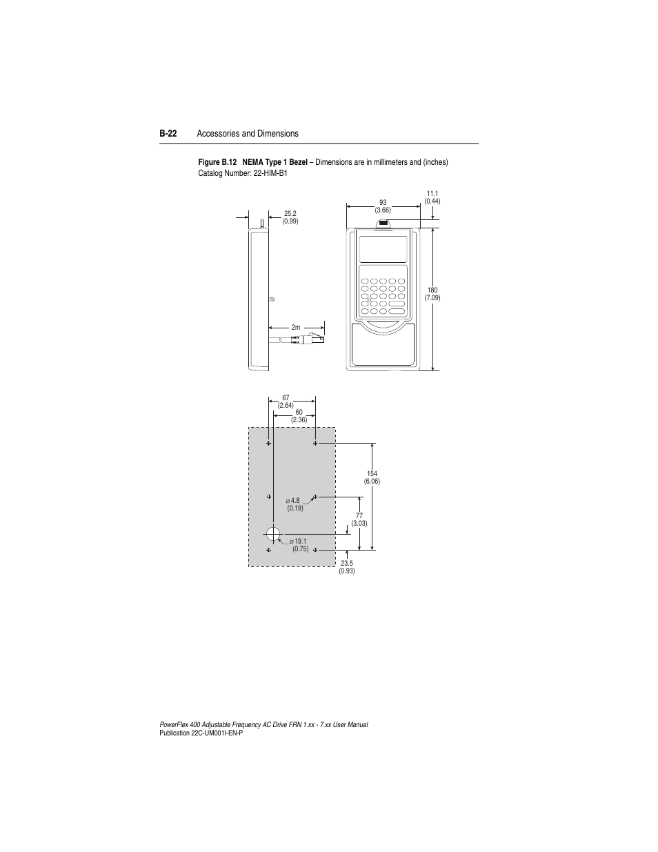 B-22 accessories and dimensions | Rockwell Automation 22C PowerFlex 400 AC Drive FRN 1.xx - 7.xx User Manual | Page 172 / 218