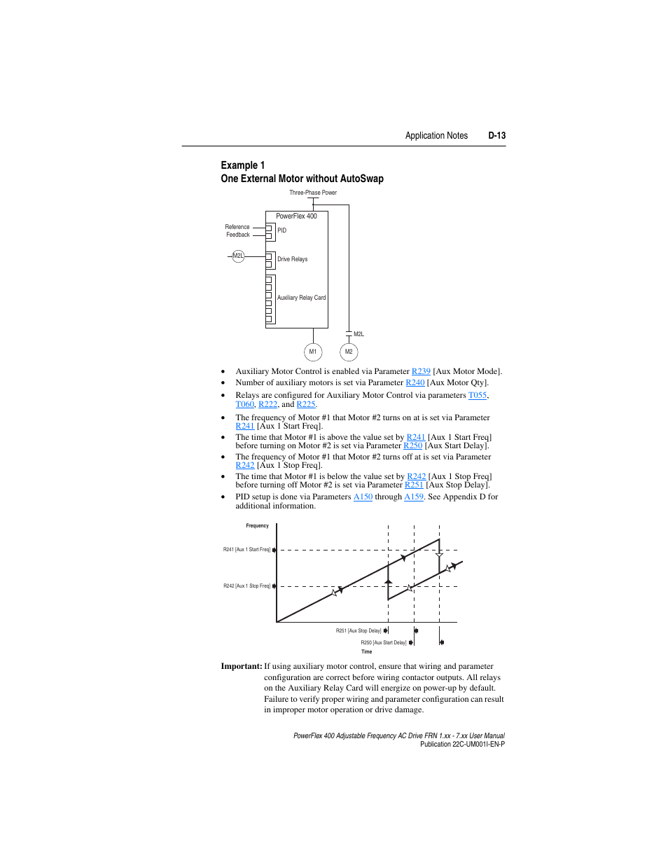 Example 1 one external motor without autoswap | Rockwell Automation 22C PowerFlex 400 AC Drive FRN 1.xx - 7.xx User Manual | Page 189 / 218