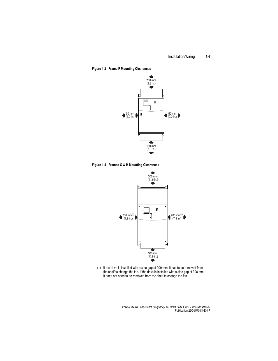 Figure 1.3, Figure 1.4, Installation/wiring 1-7 | Rockwell Automation 22C PowerFlex 400 AC Drive FRN 1.xx - 7.xx User Manual | Page 19 / 218