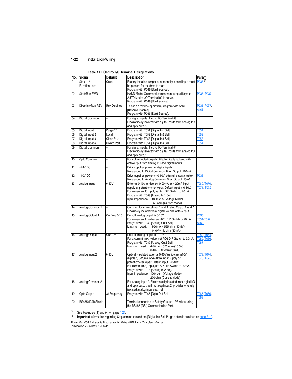 22 installation/wiring | Rockwell Automation 22C PowerFlex 400 AC Drive FRN 1.xx - 7.xx User Manual | Page 34 / 218