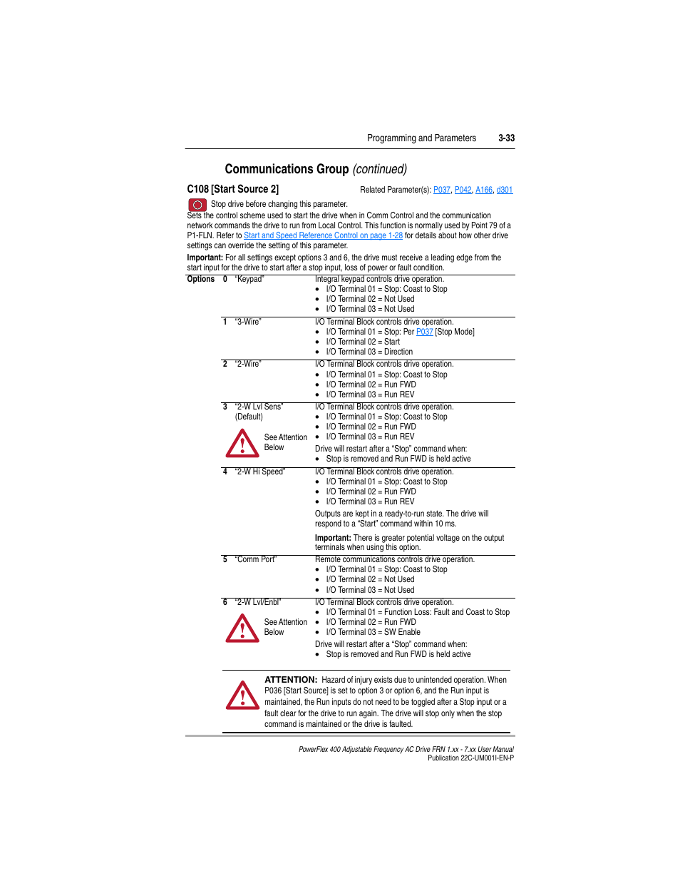 Communications group (continued) | Rockwell Automation 22C PowerFlex 400 AC Drive FRN 1.xx - 7.xx User Manual | Page 91 / 218