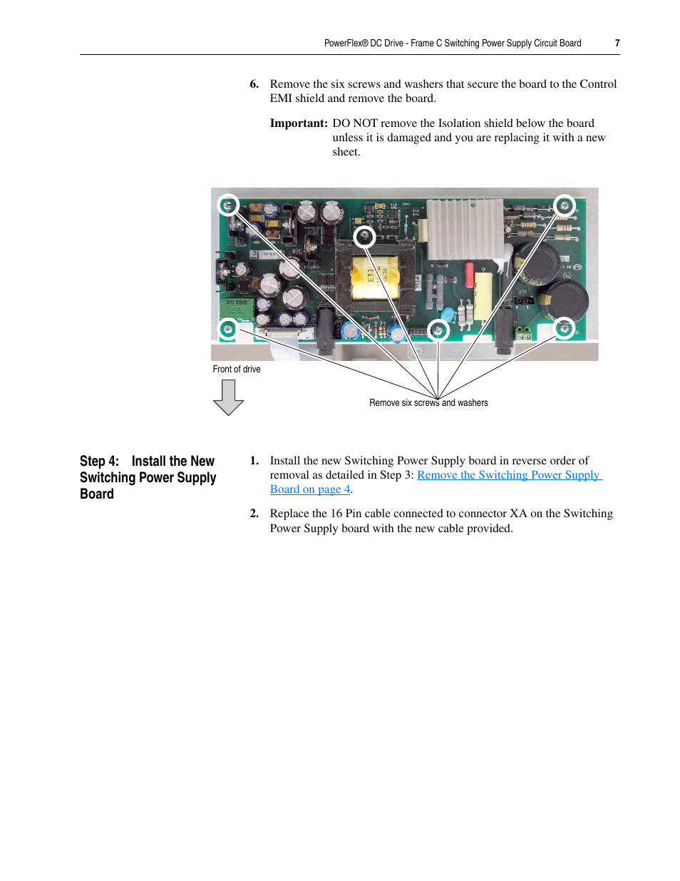 Rockwell Automation 20P PowerFlex DC Drive - Frame C Switching Power Supply Circuit Board User Manual | Page 7 / 8