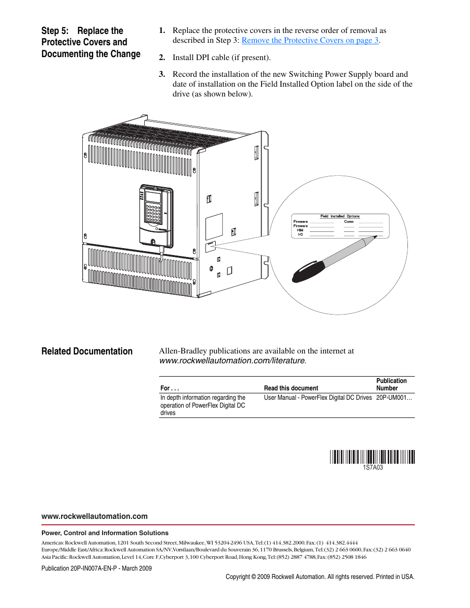 Related documentation, Pub. no. - date | Rockwell Automation 20P PowerFlex DC Drive - Frame C Switching Power Supply Circuit Board User Manual | Page 8 / 8