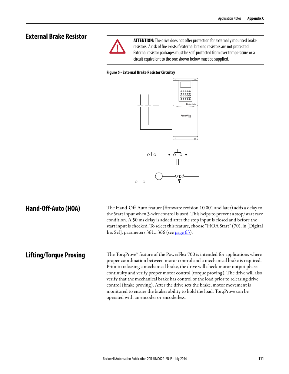 External brake resistor, Hand-off-auto (hoa), Lifting/torque proving | Figure 5 on | Rockwell Automation 20B PowerFlex 700 AC Drives Vector Control (v4.001 and up) User Manual | Page 111 / 166