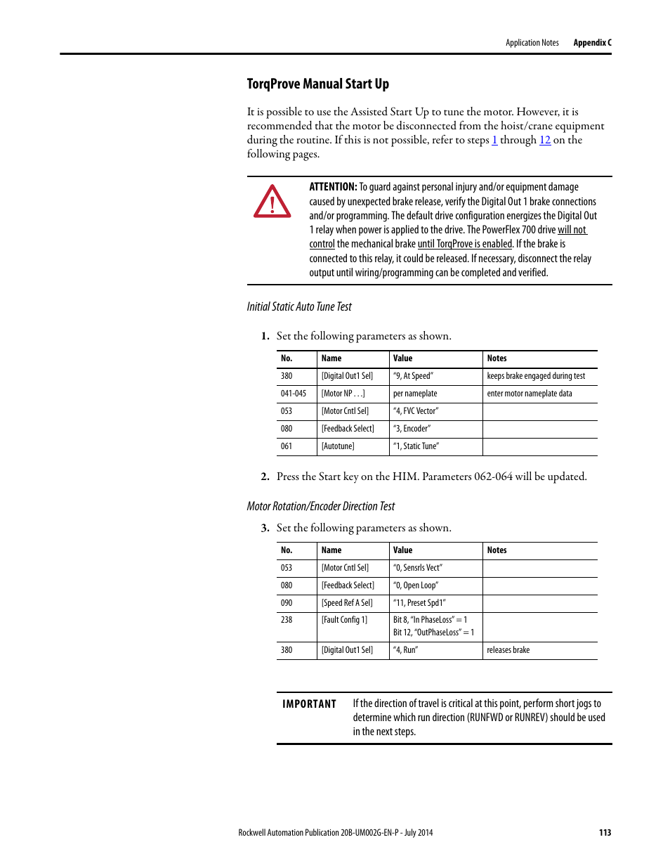 Torqprove manual start up | Rockwell Automation 20B PowerFlex 700 AC Drives Vector Control (v4.001 and up) User Manual | Page 113 / 166