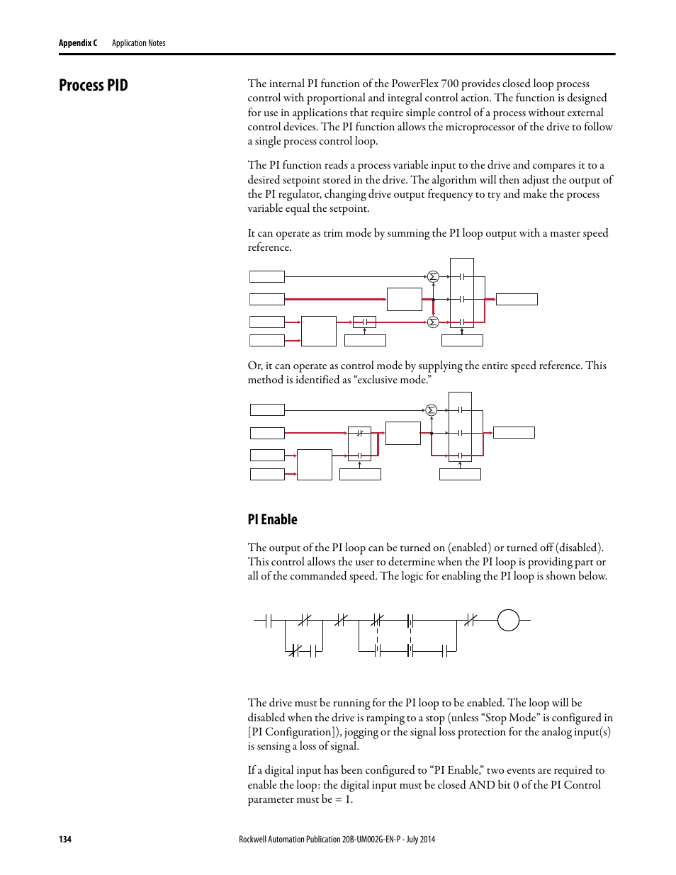 Process pid, Pi enable | Rockwell Automation 20B PowerFlex 700 AC Drives Vector Control (v4.001 and up) User Manual | Page 134 / 166