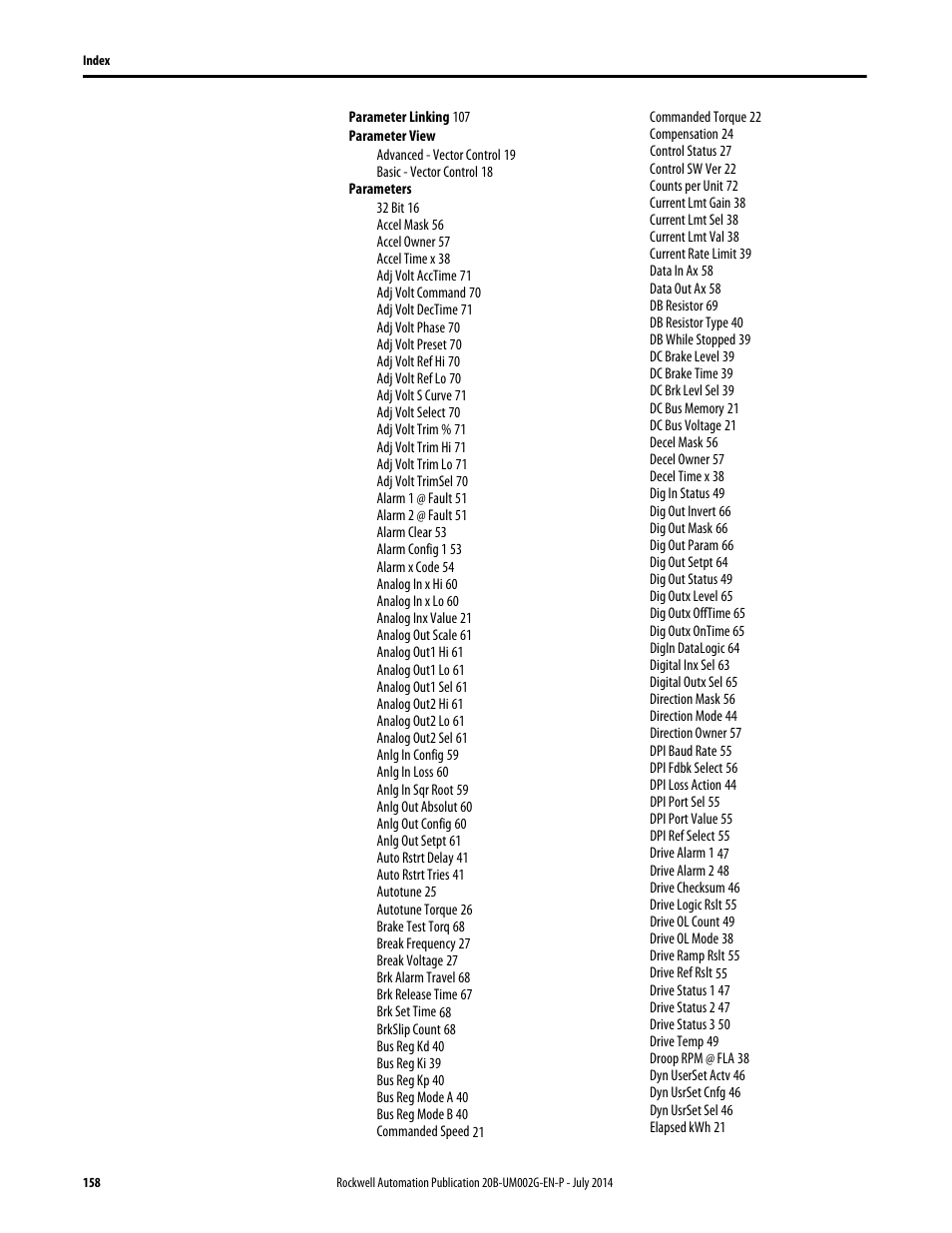 Rockwell Automation 20B PowerFlex 700 AC Drives Vector Control (v4.001 and up) User Manual | Page 158 / 166