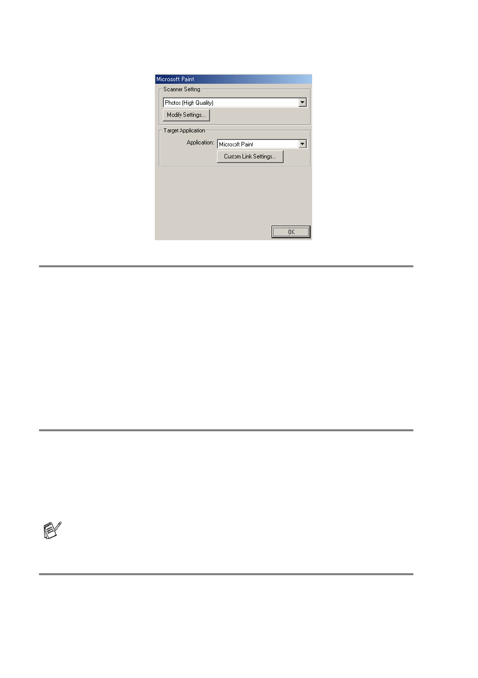 Scan to image, To access scan to image configurations screen, Scanner settings | Target application, Scan to image -14 | Brother DCP8020 User Manual | Page 154 / 282