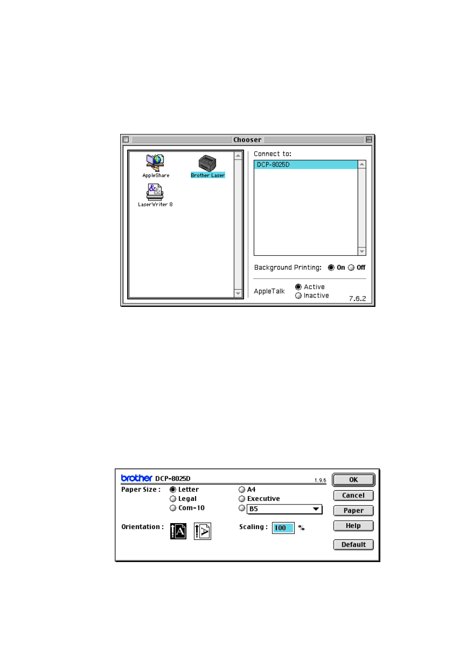 Using the brother printer driver with your apple, Macintosh, Os 8.6 - 9.2) -2 | Os 8.6 - 9.2) | Brother DCP8020 User Manual | Page 189 / 282
