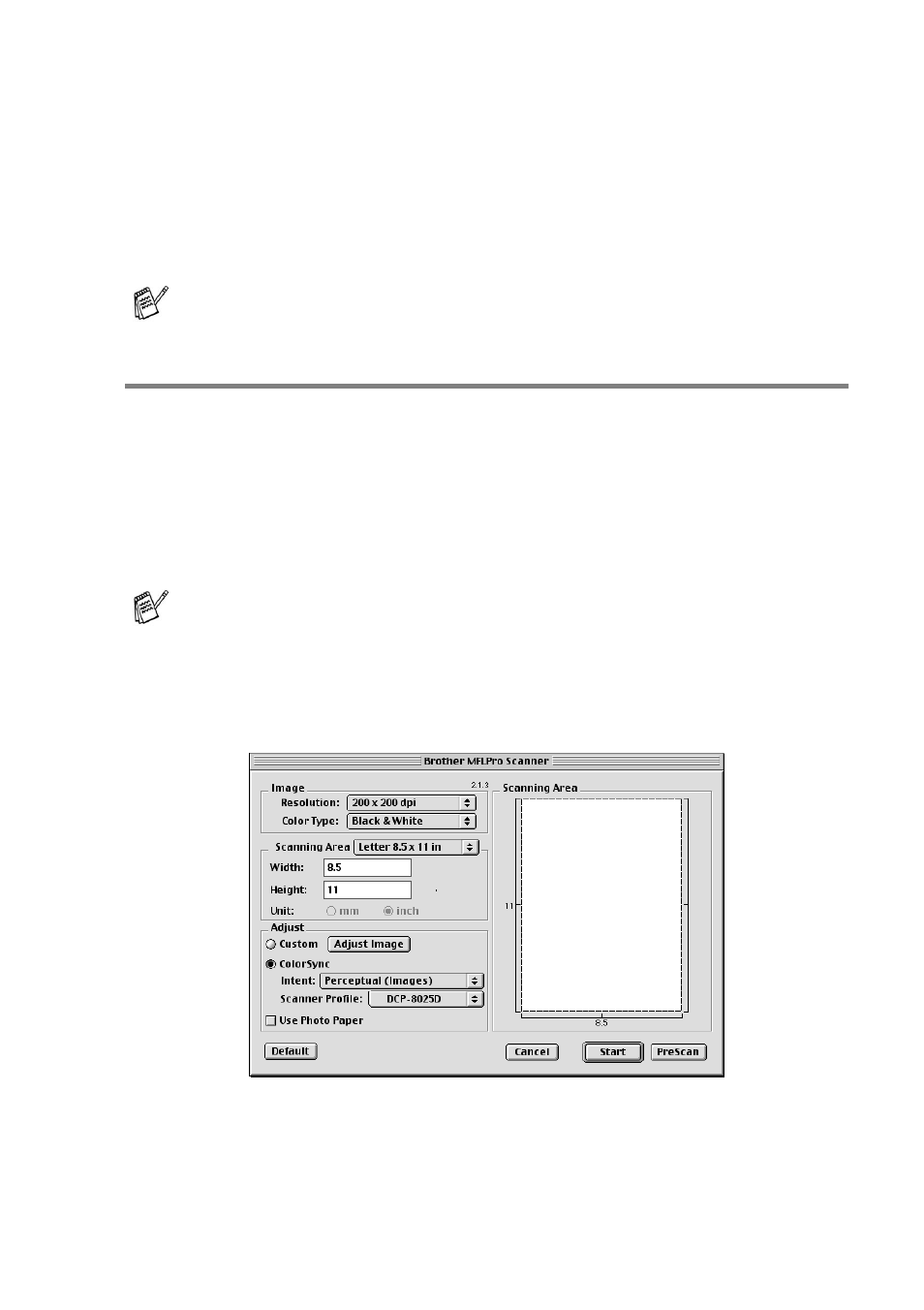 Accessing the scanner, Using the brother twain scanner driver with your, Macintosh | Accessing the scanner -14 | Brother DCP8020 User Manual | Page 201 / 282