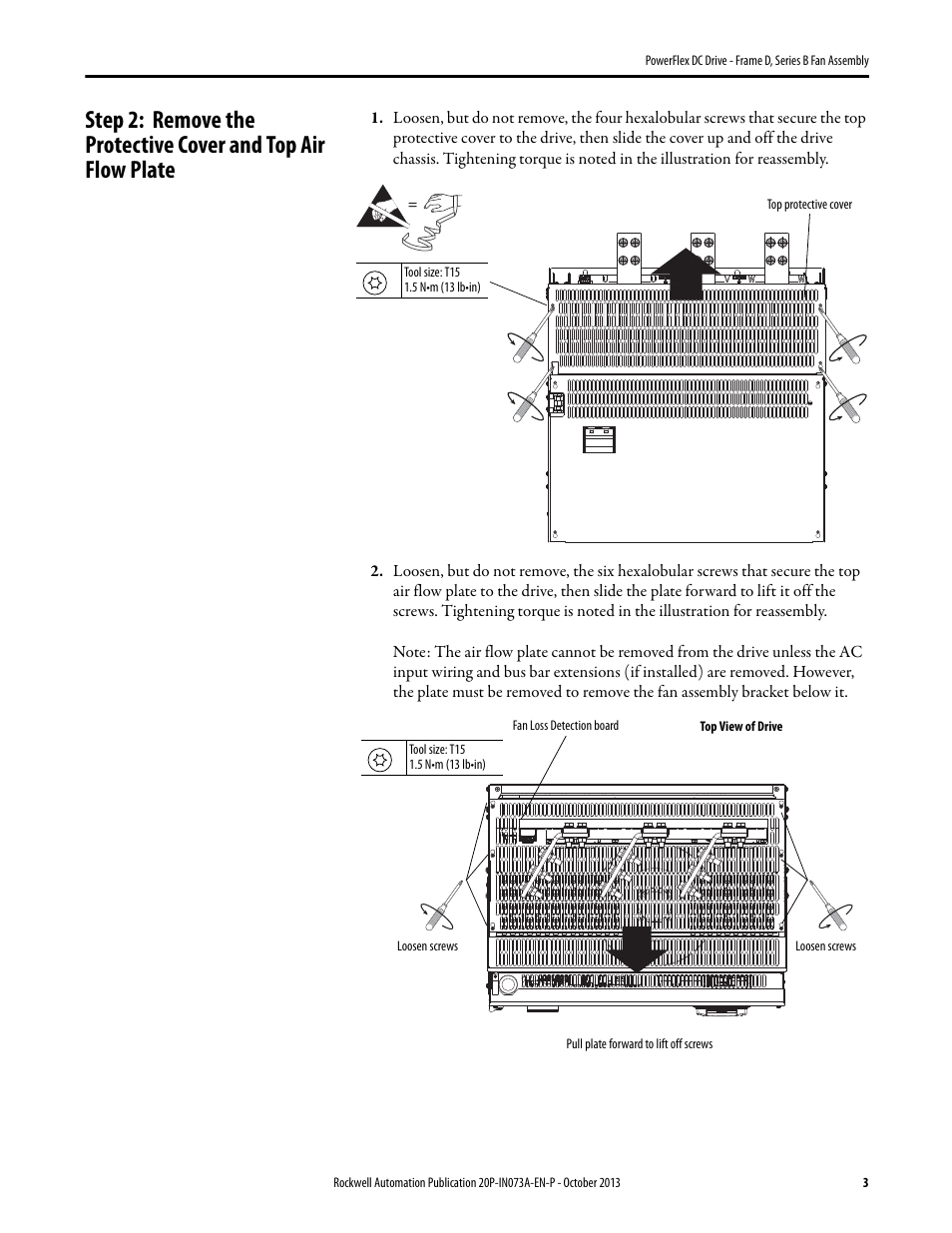 Rockwell Automation 20P PowerFlex DC Drive - Frame D, Series B Fan Assembly User Manual | Page 3 / 6