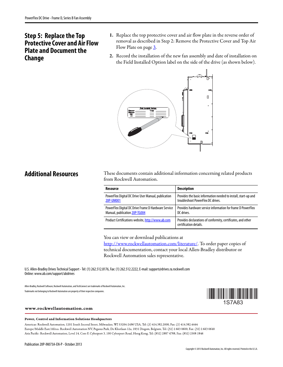 Additional resources | Rockwell Automation 20P PowerFlex DC Drive - Frame D, Series B Fan Assembly User Manual | Page 6 / 6
