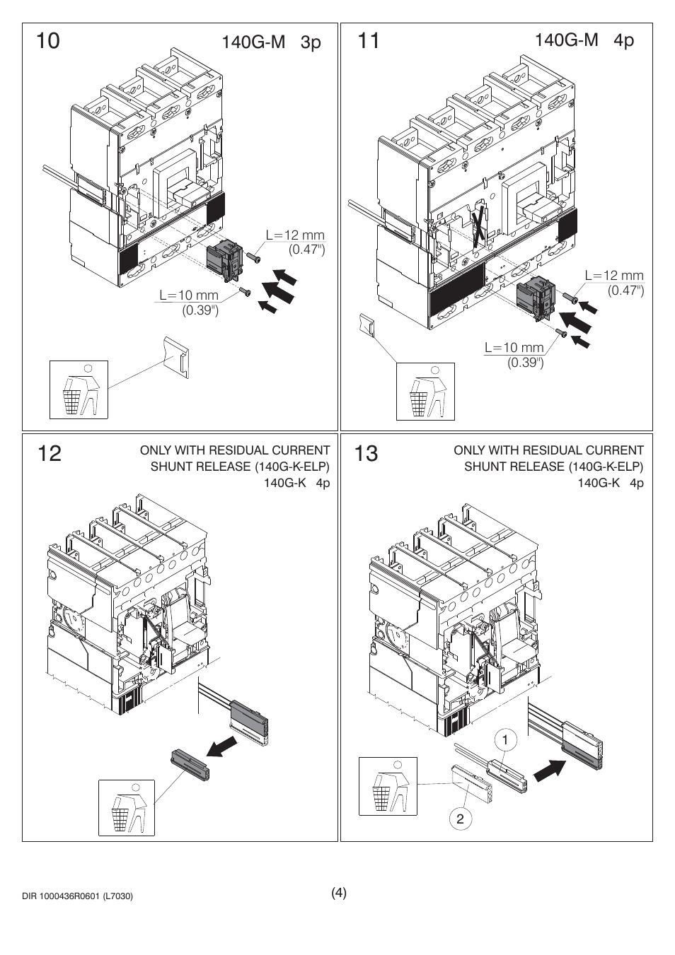 140g-m 3p, 140g-m 4p | Rockwell Automation 140U Q, M Frame CB Drilling and Assembling Rotary Handle Mechanism User Manual | Page 4 / 7