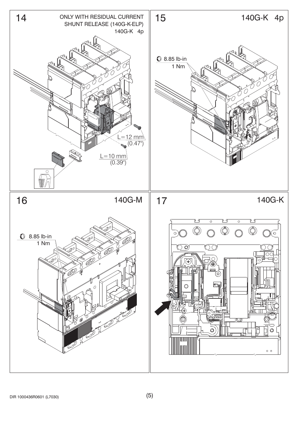 140g-k 4p, 140g-m, 140g-k | Rockwell Automation 140U Q, M Frame CB Drilling and Assembling Rotary Handle Mechanism User Manual | Page 5 / 7